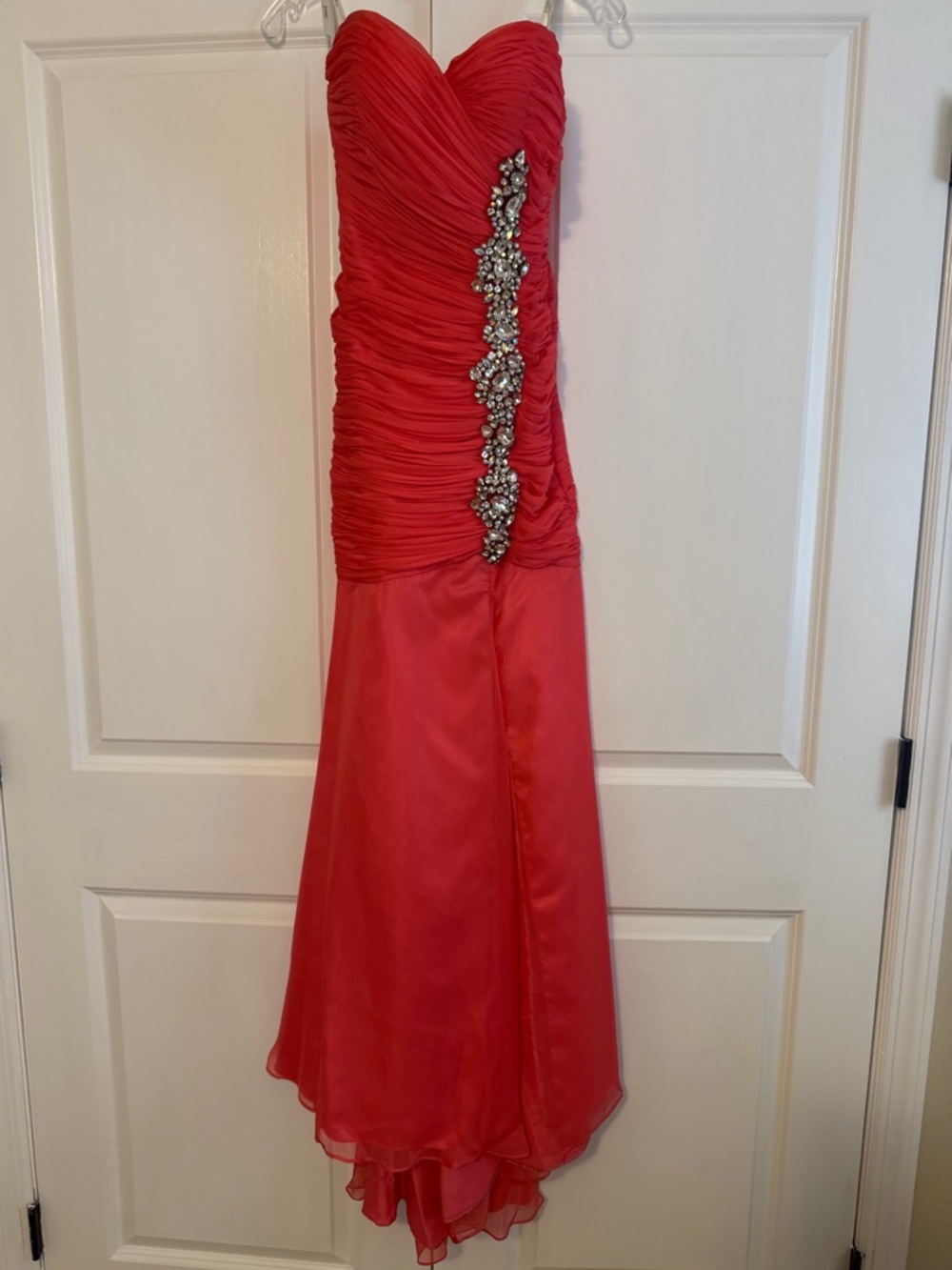 Jovani Strapless Evening Gown with Crystal Side Embellishment